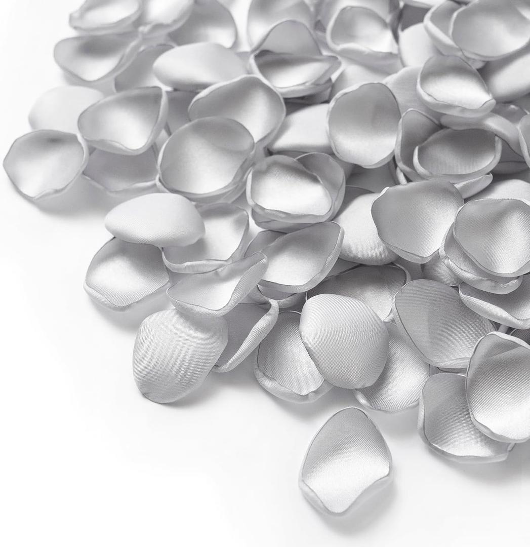 Ling's moment Rose Petals, Silk Flower Petals for Wedding/Aisle/Flower Girl Baskets/Table Centerpiece Dcor,etc.Silver 200pcs