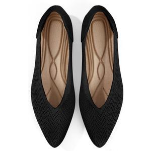 Pointed Toe Flats for Women Knit Ballet Flats Women's Comfortable Dress Shoes Casual Business Work