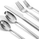 KINGSTONE Forged 20-Piece Silverware Set, 18/10 Stainless Steel Flatware Utensils Set for 4, Mirror Finish,Dishwasher Safe (Silver)