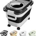 Pet Food Storage Container, Collapsible 10 To 30lbs Food Storage Bin, Dispenser With Rolling Wheel and Clear Airtight Lid, Sugar, Cereal and Dog Cat Pet Containers (black)
