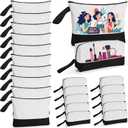 20 Pcs Canvas Makeup Bag with Bottom, 12oz Cotton Cosmetic Bag Set Bulk Multi-Purpose DIY Heat Transfer Makeup Bags with Black Zipper for Bridesmaid Makeup Bag Travel Toiletry Pouch Storage, Halloween