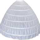 Women Crinoline Petticoat 6 Hoop Skirt Full A-Line Slips Long Underskirt for Wedding Bridal Dress Ball Gown