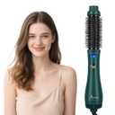 Hair Dryer and Blow Dryer Brush in one, Aima Beauty 4 in 1 Upgrade Hot Air Brush for Women, Negative ion, Frizz Less, Dark Green