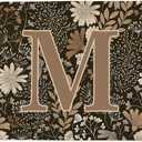 Vintage Boho Floral Personalized Door Mat Welcome Mat Initial Letter M Monogram Door Mats Indoor Outdoor, Kitchen Bath Mats, Gifts for Women, Retro Home Decor, 28 x 18 Inch