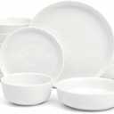 Gibson Home Oslo Dinnerware Set for 4, 16-Piece White Porcelain Plates and Bowls Ceramic Dish Set | Microwave & Dishwasher Safe
