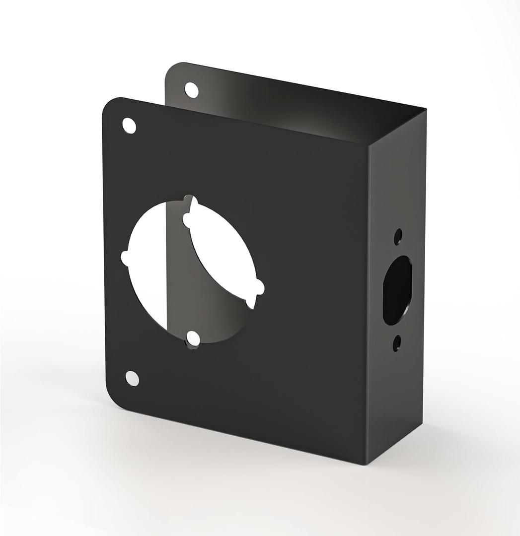 Door Knob Reinforcement Plate, Matte Black, Fits 1-3/4" Doors, 2-3/8" Backset, Lock and Knob Cover, Deadbolt Cover, Reinforce and Repair Wood or Metal Doors