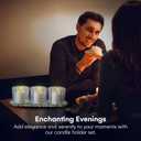 Dawhud Direct Glass Candle Holders - Transparent with Gold Base - Elegant Candle Centerpieces for Tables - Durable Heat-Resistant Design - Perfect for Weddings and Holidays - 3 Glass Set