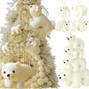 Skylety 8 Pcs Large Polar Bear Decorations White Plush Polar Bear Tree Hanging Ornaments Furry Stuffed Animal Figurines for Winter Tree Rustic Home Decor Gift, 4 Sizes