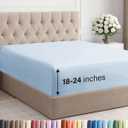 Extra Deep Queen Fitted Sheet - Hotel Luxury Single Fitted Sheet Only - Easily Fits 18 inch to 24 inch Mattress - Ultra Soft, Wrinkle & Fade Free w/Extra Deep Pockets - Breathable & Comfy - Sky Blue
