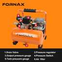 FORNAX Ultra Quiet Air Compressor, 1.3Gallon, 1HP, 65dB Silent Oil-Free Portable Compressor, 125 PSI Max, 120V, for Tire Inflation, Nail Gun, Garage, Bike, Pneumatic Tools