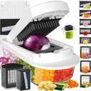 8 Blade All-in-1 Vegetable Chopper Mandoline Slicer with Container, Food Chopper, Onion Chopper, Veggie Cutter for Salad, Kitchen Gadgets Accessories Essentials, White