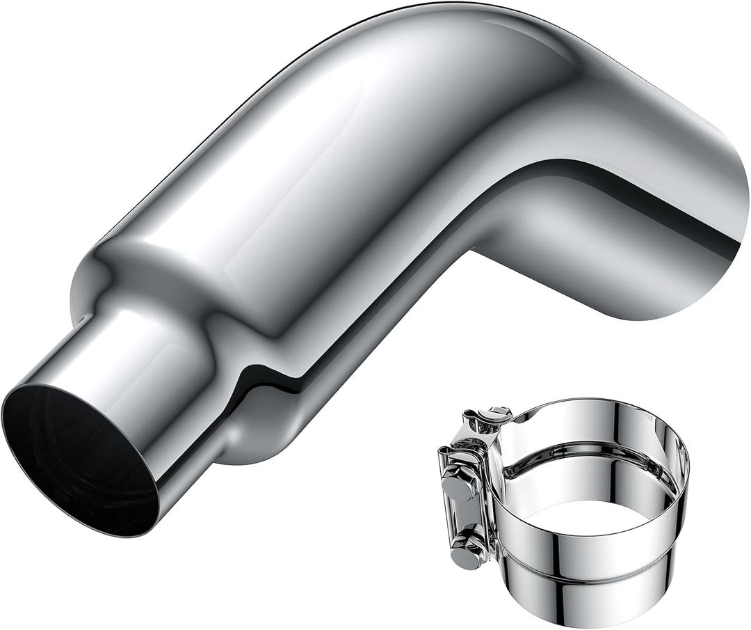 4 to 6 Inch Exhaust Elbow with Clamp, 4" Inlet 6" Outlet Chrome Diesel Exhaust Tip for Pickup Trucks and Cars