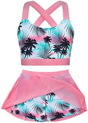 Cutemile Little Girls Two Piece Tankini Swimsuit Summer Boyshort Bathing Suit Beach Rash Guard Swimwear 7T