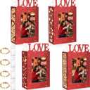 Yerliker 4 Pcs Valentine's Day Centerpiece for Table Picture Frame Decorations with 4 LED Mini Lights for Home DIY Valentine Gift Wedding Anniversary Decor No Battery(Love,Red)