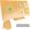 Foldable Crochet Blocking Board with 30 Pegs - 22.8" x 11.5" Large Bamboo Handcrafted Granny Square Blocking Board, Stand with Pegs Storage, 800 Holes for Precise Projects, Durable and Easy Storage (22.8" x 11.5")