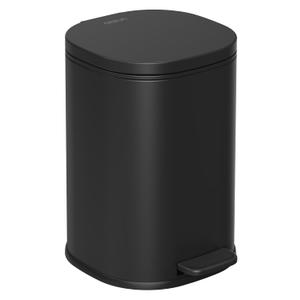 Cesun Black Bathroom Can with Lid, 1.3 Gallon Small Garbage Can with Foot Pedal, Metal Round Wastebasket for Bathroom, Bedroom, Office, Matte Black