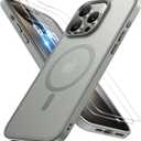 Miracase Magnetic for iPhone 15 Pro Case 6.1 inch (Compatible with MagSafe)with 2X Screen ProtectorsMilitary-Grade Protection, Anti-Fingerprint Translucent Matte Phone Cover, Gray