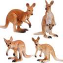 4PCS Safari Animal Figurines, Cake Topper, Toy Animals for Kids with Kangaroos