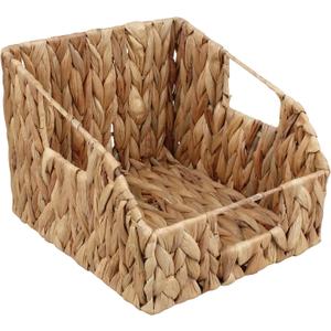 Wicker Pantry Basket with Built-in Handles, Natural Water Hyacinth, 1-Pack