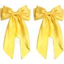 SUSULU Hair Bows for Women,Yellow Bow Hair Clips for Girl Hair Bows Barrette Metal Clips Long Ribbon Hairpin Party Bows for Hair Ponytail Hair Styling Accessories 2pack