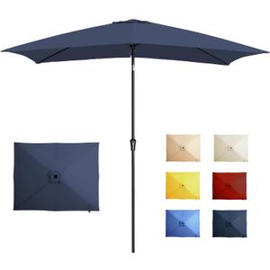 6.5x10FT Rectangular Patio Umbrella with Push Button Tilt & Crank Lift for Garden,UV Protection Outdoor Umbrella for Deck,Pool and Yard,Navy