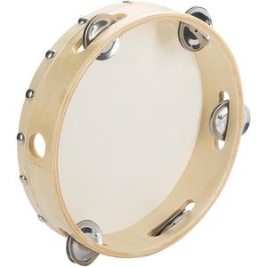 Tosnail 8" Wood Handheld Tambourine - Single Row 5 Pairs Jingles (1 Pack 8 Inches)