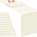 10-Pack Ivory 12 x 108 inches Long Premium Satin Table Runner for Wedding, Decorations for Birthday Parties, Banquets, Graduations, Engagements, Table Runners fit Rectange and Round Table