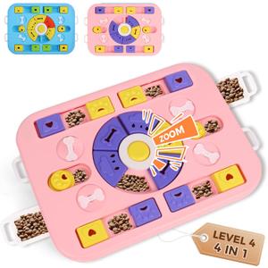 Puzzle Toys for Dogs &Cats,Treat Dispensing Dog Puzzle Toys for IQ Training and Brain Stimulation, Dog Enrichment Toys & Cat Puzzle Toy to Prevent Boredom and Overeating (L-Level4-Pink)