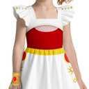 Zombies Dress for Girls Kids Daywalker Outfit Square Neck Dresses Party Halloween (110, White)
