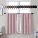 Simplebrand Ava Blush Short 36 Inches Blackout Curtain 2 Panels Set, Half Window Rod Pocket Privacy Curtain Tiers for Kitchen, Curtains Blackout for Bathroom Shades, W40 x L36 Inch, Blush