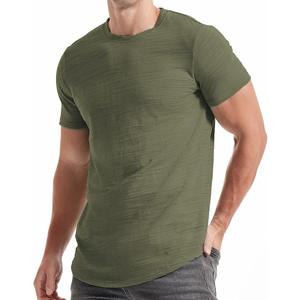 KLIEGOU Mens Hipster Hip Hop Ripped Round Hemline T Shirt Army Green S (Green, S)
