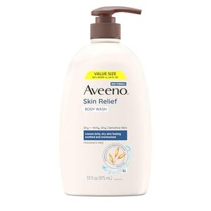 Aveeno Skin Relief Fragrance-Free Body Wash with Triple Oat Formula, Gentle Daily Cleanser for Sensitive Skin Leaves Itchy, Dry Skin Soothed & Feeling Moisturized, Sulfate-Free, 33 fl. oz