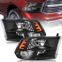 Headlight Assembly Compatible with 2009 2010 2011 2012 2013 2014 2015 2016 2017 2018 Ram 1500,2019 Ram 1500 Classic,2010-2018 Ram 2500 3500 Headlights Headlamp Black Housing Driver and Passenge