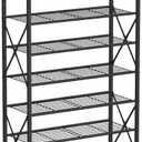 8 Tiers Tall Shoe Rack Organizer, Large Capacity Shoe Rack Holds 32 Pairs of Shoes, Durable and Stable, Adjustable Metal Shelf Stackable Shoe Shelf for Entryway, Hallway, Living Room, Closet (27.8" x 10.8" x 52.6", Rustic Brown)
