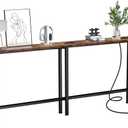 Keelian 78" Narrow Console Sofa Table with Power Outlets & 2 USB Ports, Metal Frame, Rustic Brown, Perfect for Hallway, Office, and Behind Sofa - Easy Assembly, 4.9' Extension Cord Included