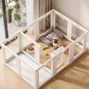Clear Acrylic Dog Playpen Indoor with 2 Doors, 24" H 12-Panel Transparent Puppy Playpen for Small Dogs Split into Potty Zone + Play Area or Open as Large Rectangle Enclosure, Tool-Free, Anti-Slip