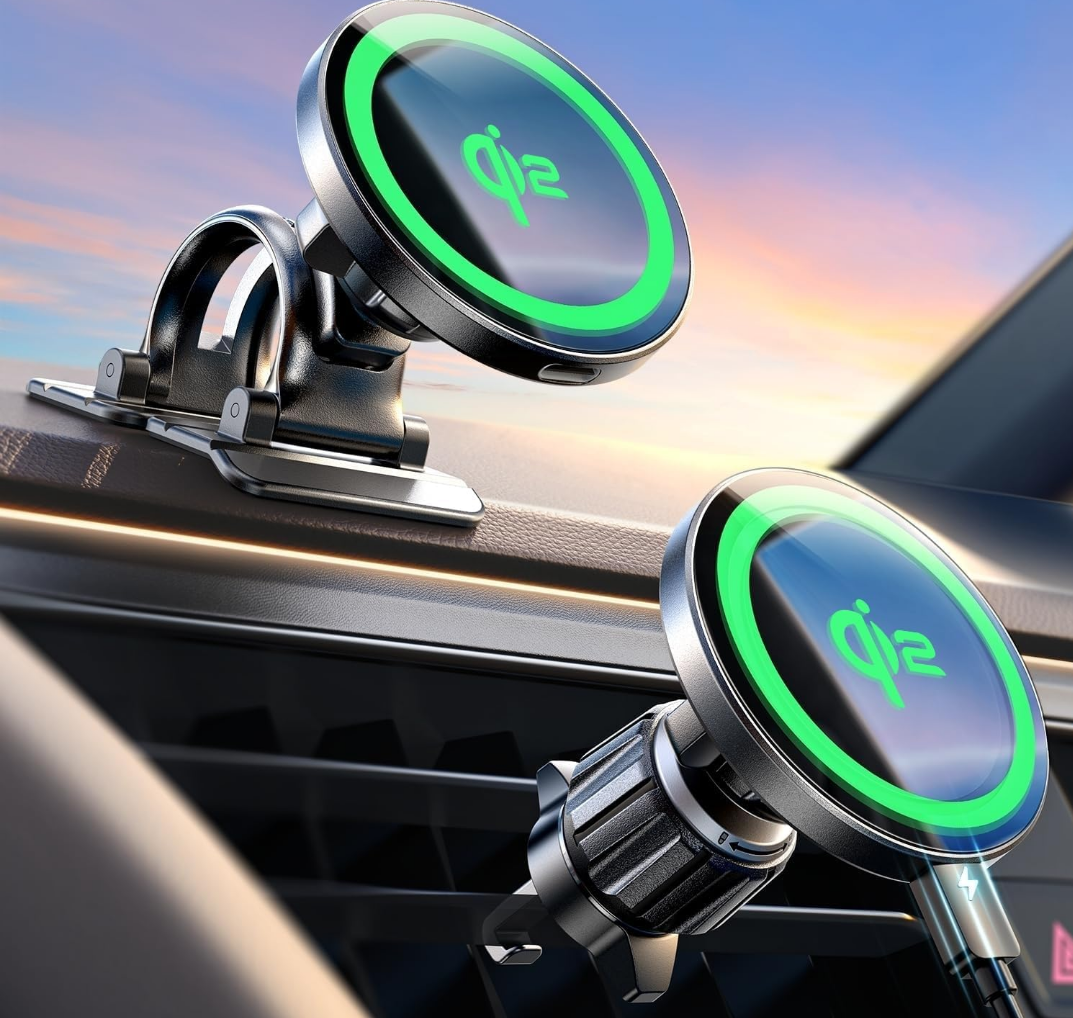 LISEN for Qi2 15W MagSafe Car Mount Charger,Super Fast Magnetic Wireless Car Charger for iPhone 16 Pro Max Accessories，Qi2 MagSafe Charger Fits iPhone 16 15 14 13 12,Samsung with MagSafe Case