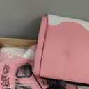 Gaming Chair Desk Chair High Back Computer Chair Ergonomic Massage PC Racing Chair with Waist Support and Retractable Foot Pedal PU Leather Recliner Rolling Adjustable Swivel Chair for Women Men (Pink)