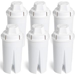 Amazon Basics Enhanced Replacement Water Filters for Pitchers, BPA-Free, WQA & NSF Certified, Compatible with Brita Pitchers & Drinking Water Filter Systems, 1 Year Supply, 6-Pack