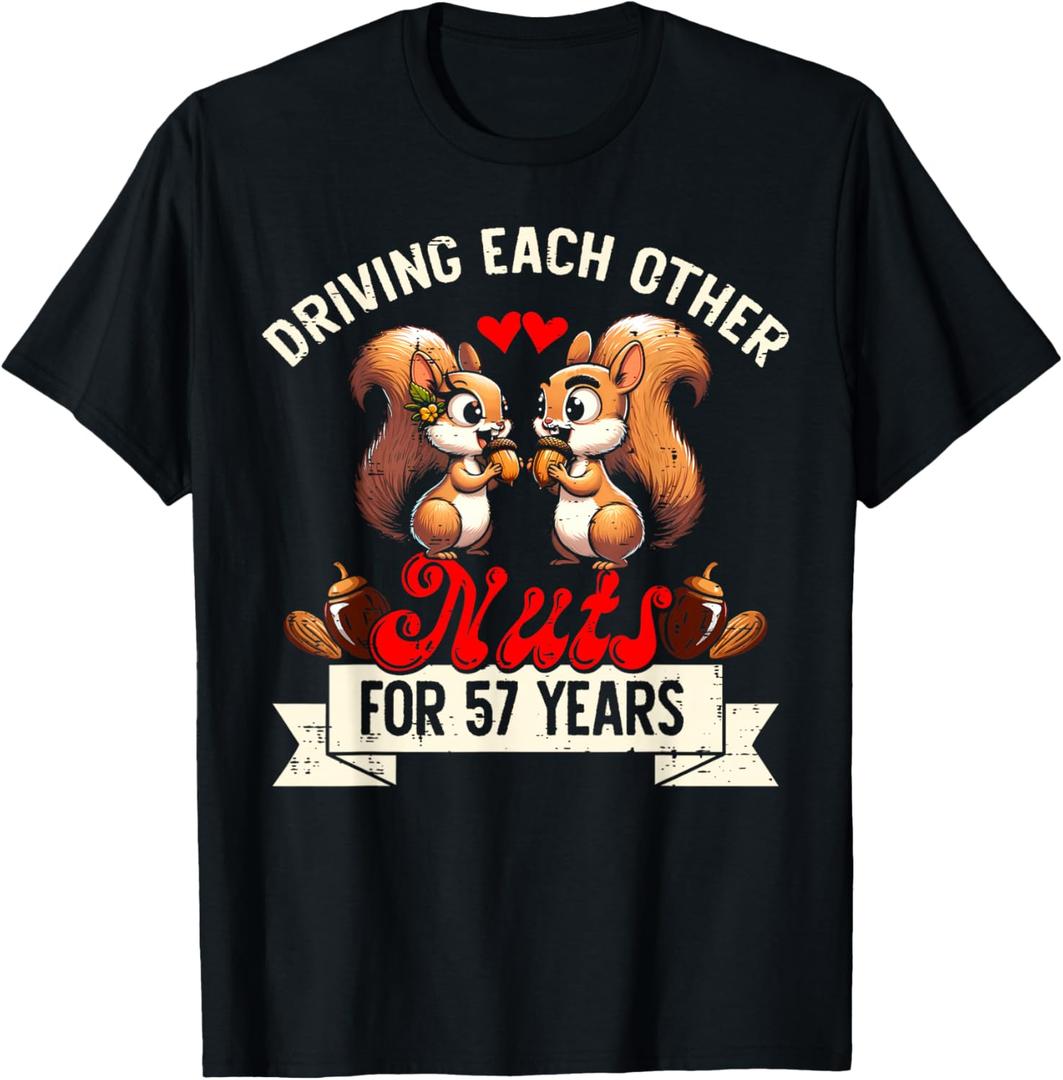 Couples Married 57-Year Funny 57th Wedding Anniversary T-Shirt. S Size