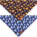 Realeaf Halloween Dog Bandanas 2 Pack, Pumpkins and Ghosts Pet Scarf for Boy and Girl, Premium Durable Fabric, Holiday Bandana for Medium and Large Dogs Pets (Large)
