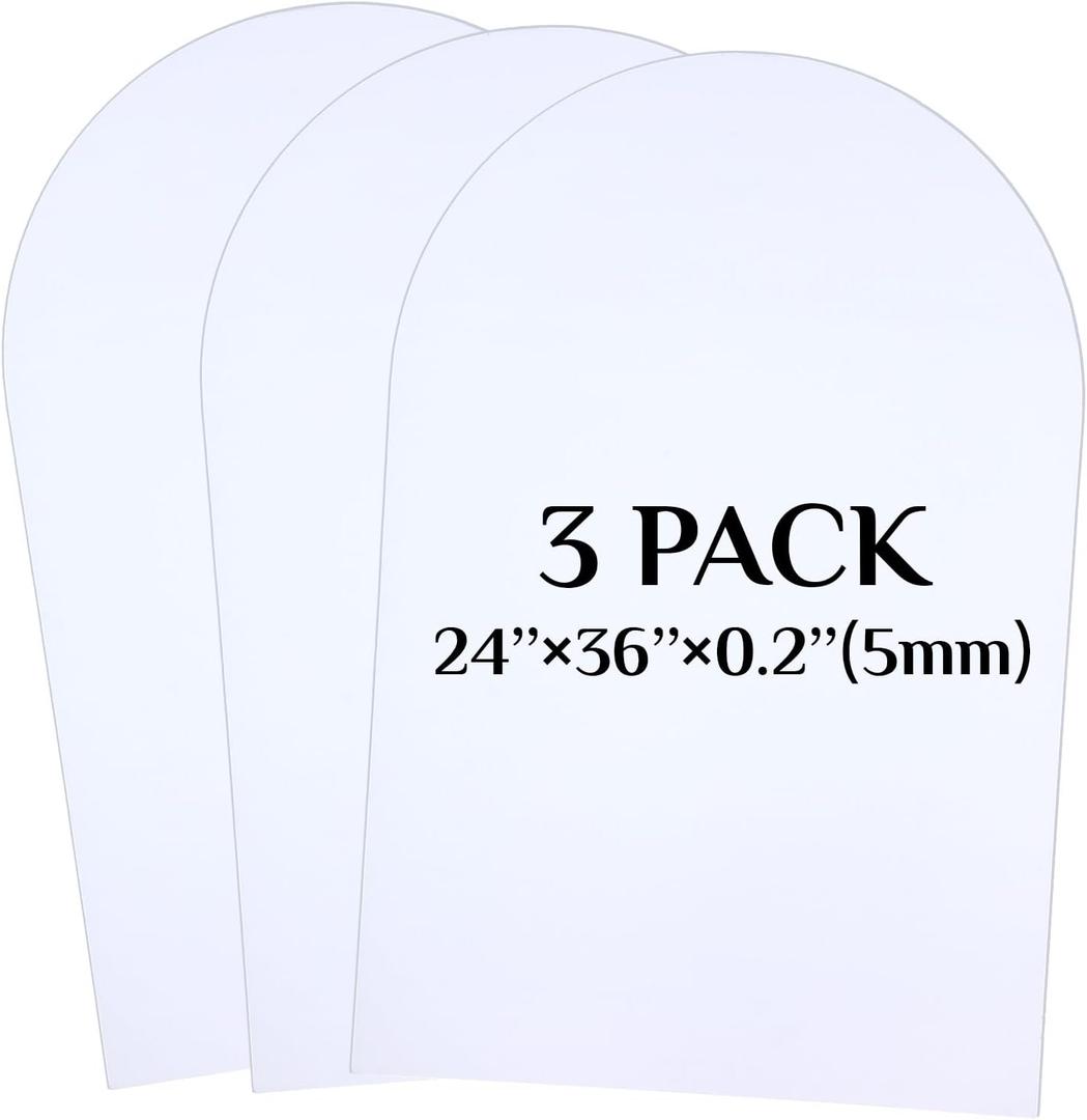 Novabright 3 Pcs Arched Foam Board 24 x 36 Inches PVC Foam Poster Board Waterproof for Signs School Projects Handicrafts Artistic Creation Indoor Outdoor(White)