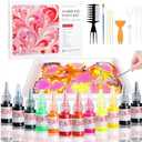 TMOL Marbling Paint Art Kit for Kids, Arts and Crafts Set for Girls & Boys Ages 8-12, Craft Kits with 16ml-12pcs & 25 Papers, Art Supplies, Birthday Gifts & Creative Toys for Kids Age 8 9 10 Year (red)