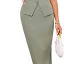 GRACE KARIN Womens 2 Piece Skirt Sets V Neck Sleeveless Tops and Slit Ribbed Knit Maxi Skirt 2025 Summer Outfits (Large, Light Green)