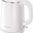 Secura Stainless Steel Double Wall Electric Kettle Water Heater for Tea Coffee w/Auto Shut-Off and Boil-Dry Protection, 1.0L (White) SWK-1001DW/HB-K012