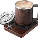 Felibeaco Coffee Mug Warmer & Mug Set for Desk, Smart Coffee Cup Warmer with 16oz Heated Mug, Cup Heater with Auto Shut Off for Office/Home, Coffee Gifts for Men&Women, for mom,Wood