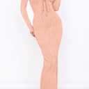 PRETTYGARDEN Cocktail Dresses for Women 2024 Fall Long Sleeve Tie Front Cut Out Bodycon Sexy Club Party Maxi Dress (Pink,Small) (Pink, S)