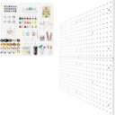 FZK 36pcs Pegboard Kit, Peg Board,Peg Board Hooks,Includes 4 Black Pegboard and Pegboard Accessories,Pegboard with Hooks,Plastic Pegboard,Pegboard Wall Organizer, Garage Storage