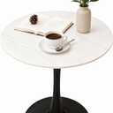 27.6" Round Dining Table with Marble Top and Iron Base - Modern & Elegant Design for Home & Restaurant Use Living Room, Caf Coffee Table