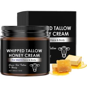 2 x Beef Tallow for Skin, Tallow Honey Balm, Natural Organic Moisturizer Leaves Skin Soft And Smooth, Deeply Moisturizing for Face and Body Sensitive Dry Skin Repair, 2.12 OZ
